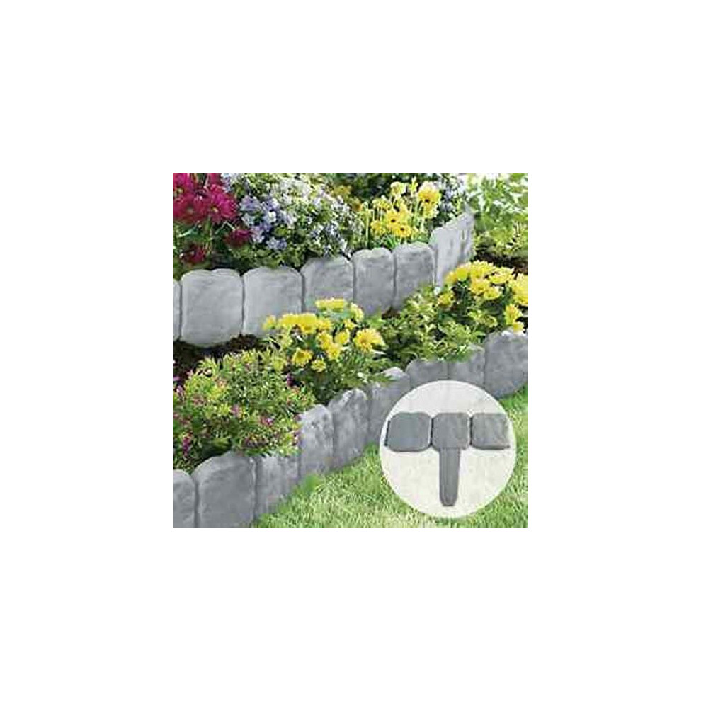 Ram20 x Pack Dark Grey Cobbled Stone Effect Garden Lawn Edging Plant ...