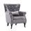 Living And Home (Grey) Velvet Upholstered Wingback Armchair with Cushion 3