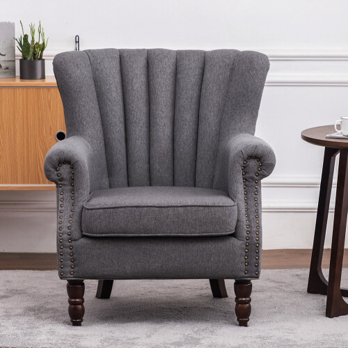 Living And Home (Grey) Wingback Armchair Accent Upholstered Chair 1
