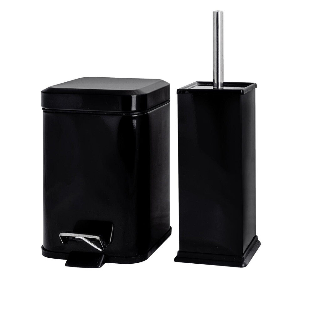 Square Toilet Brush & Bin Set