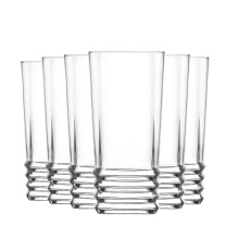 12x Elegan Highball Glasses Set Ridged Drinking Glass Tumbler Tumblers 335ml
