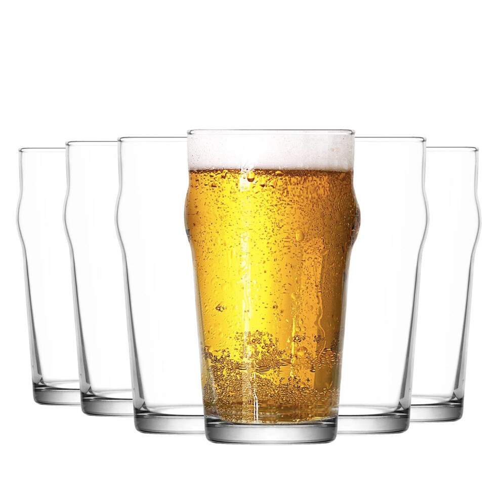 6x Beer Glasses 570ml Pint Glass Set LAV Noniq Nonic Pub Lager Cider Tumblers