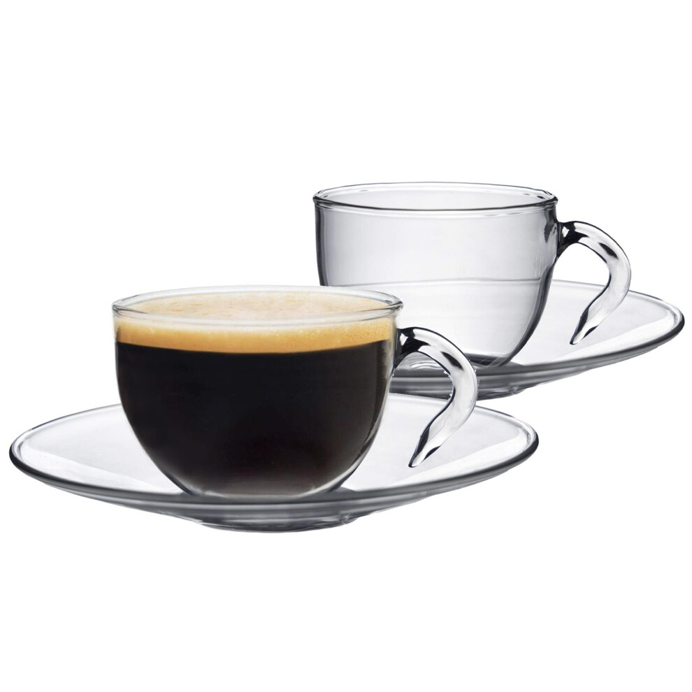 Glass Espresso Cup & Saucer Set - 60ml - 4 Piece