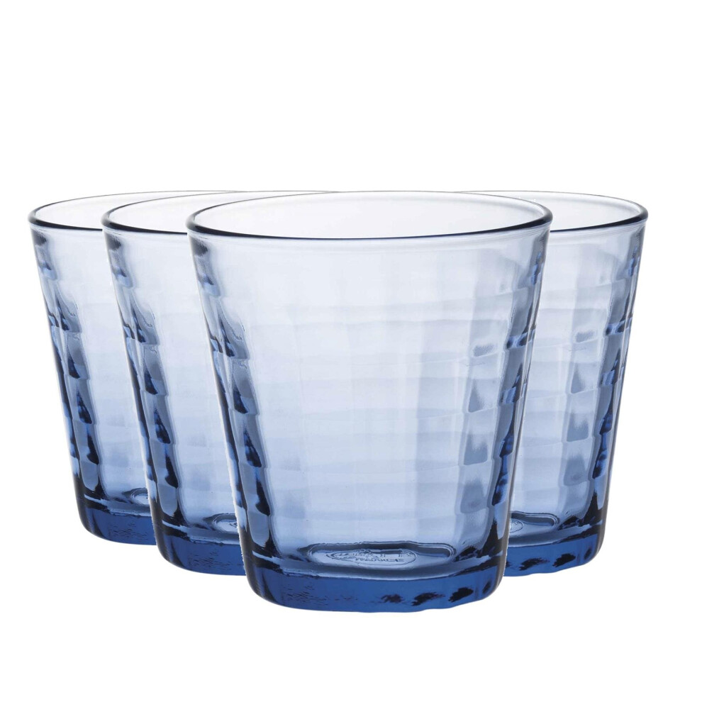 Duralex Prisme Glass Juice Water Tumblers Glasses Set 220Ml X8 Blue