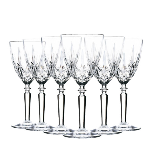 6x Wine Glasses Set RCR Crystal Cut Glass Stemware Goblets White Red 290ml