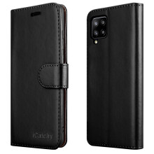 (Black) For Samsung Galaxy A42 5G Leather Case