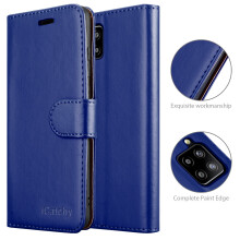 (Blue) For Samsung Galaxy A42 5G Leather Case