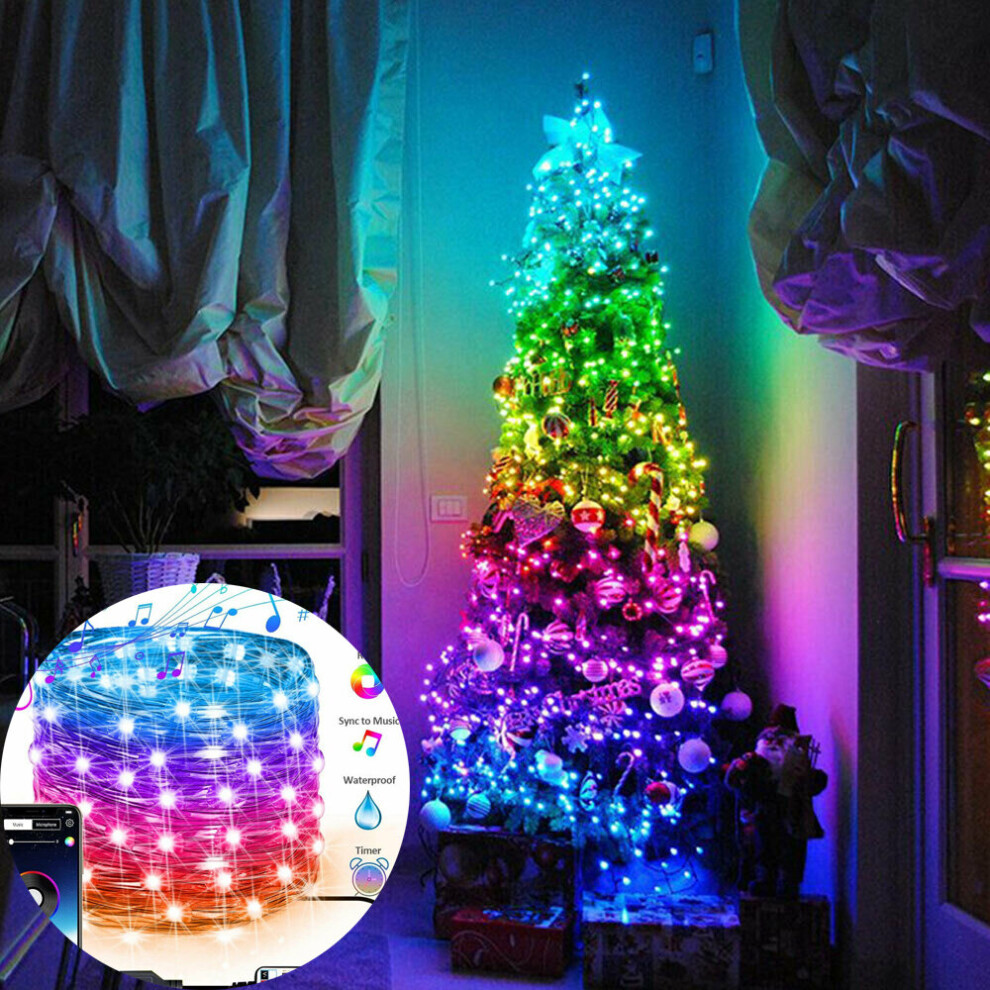 10M RGB Christmas LED String Lights Fairy String Lights USB Powered APP Remote