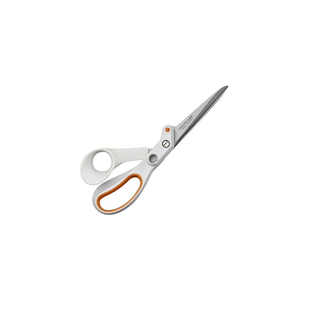 Fiskars Amplify Razor Edge, All Purpose Scissors, Length: 21 cm, Stainless Steel Blade/Plastic Handles, White/Orange, 1005223