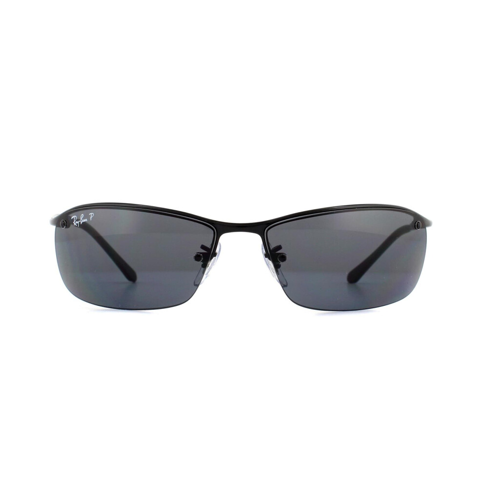 Ray-Ban Sunglasses Top Bar 3183 Shiny Polarized Grey 002/81 Black