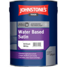 Johnstones Trade Aqua Water Based Satin Brilliant White 1L with Avenue touch up brush | 307665