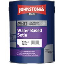 Johnstones Trade Aqua Water Based Satin Brilliant White 5L with Avenue touch up brush