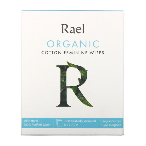 Rael, Bio-Kotton-Desinfektionswäschchen, Duftfrei, 10 Einzelverpackte Wäschchen