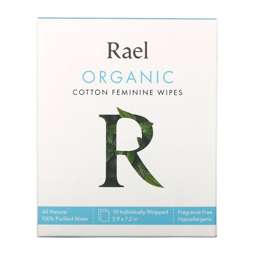 Rael , Organic Cotton Feminine Wipes, 10 Wipes