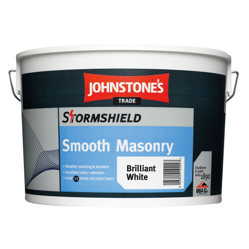 Johnstone's Johnstone's Smooth Masonry Paint Brilliant White with Quick Rain Resistance Technology 10L