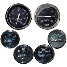 Faria KTF064 Chesapeake Inboard Gauge Set - Black SS
