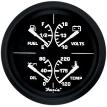 Faria Euro Black 4" 4 In 1 Multifunction Gauge - Volt/