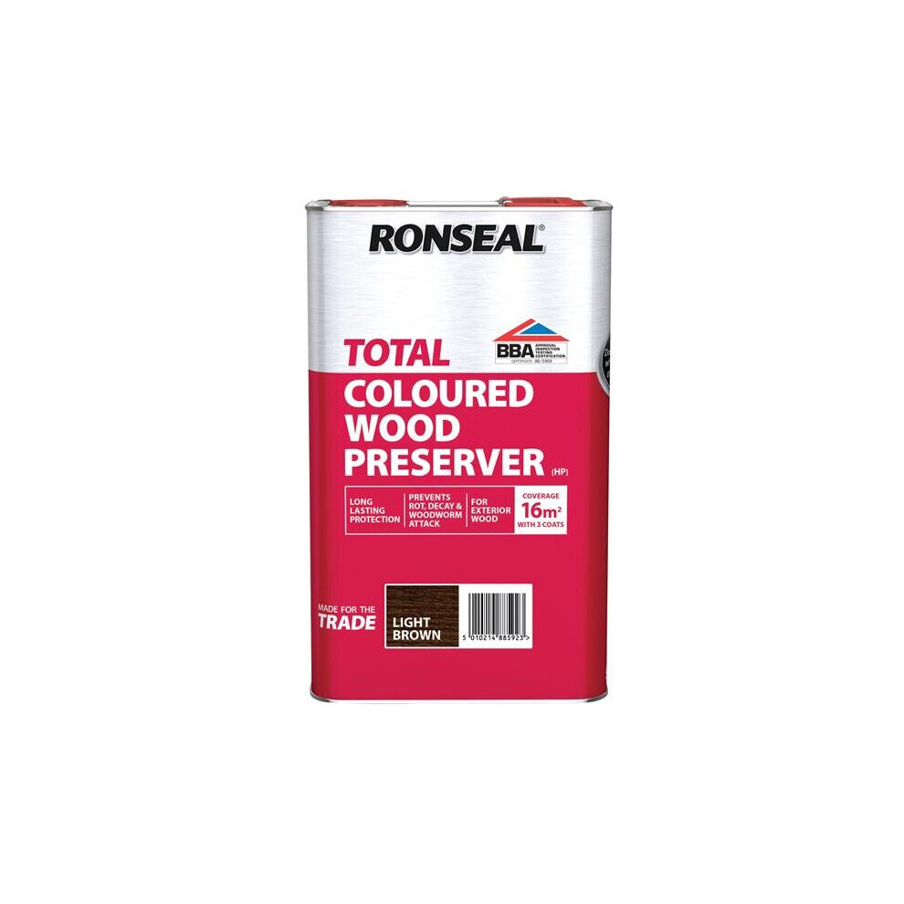 Ronseal Trade Total Wood Preserver Light Brown 5 Litre 38592