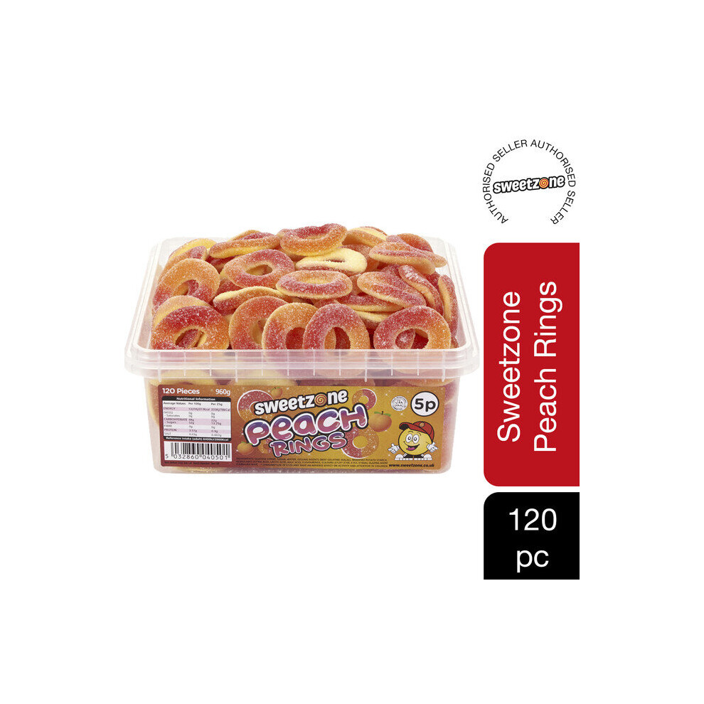 SweetZone Peach Rings 740g Tub of HMC Approved 100% Halal Sweets