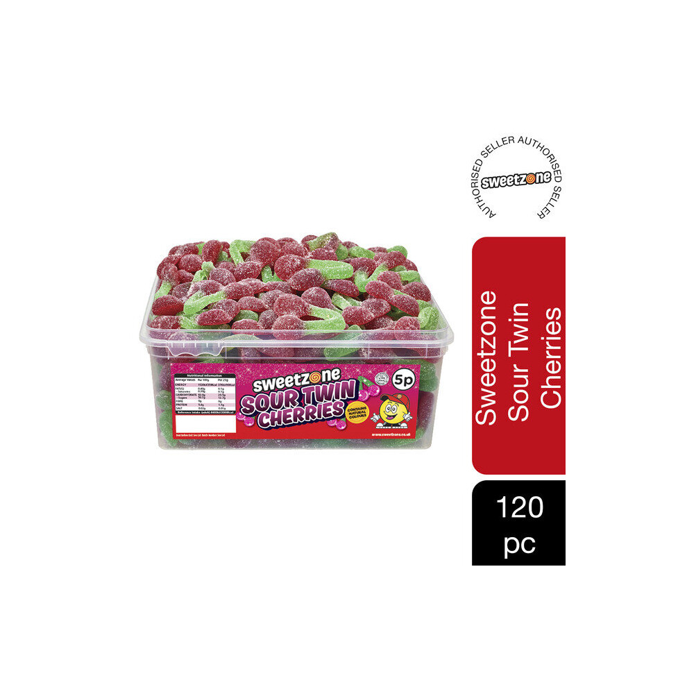 SweetZone Sour Twin Cherries 740g Tub of HMC Approved 100% Halal Sweets