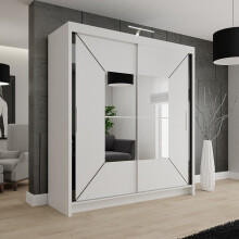 (180) Arizona White Sliding door Wardrobe with LED Light