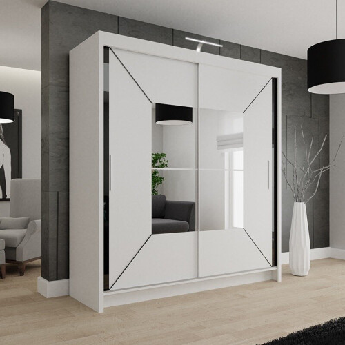 (150) Arizona White Sliding door Wardrobe with LED Light