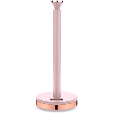 Tower Cavaletto Towel Pole Kitchen Roll Holder with Soft Underliner, Marshmallow Pink and Rose Gold