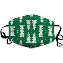 Xmas Face Mask Washable & Reusable - Green with White Xmas Trees