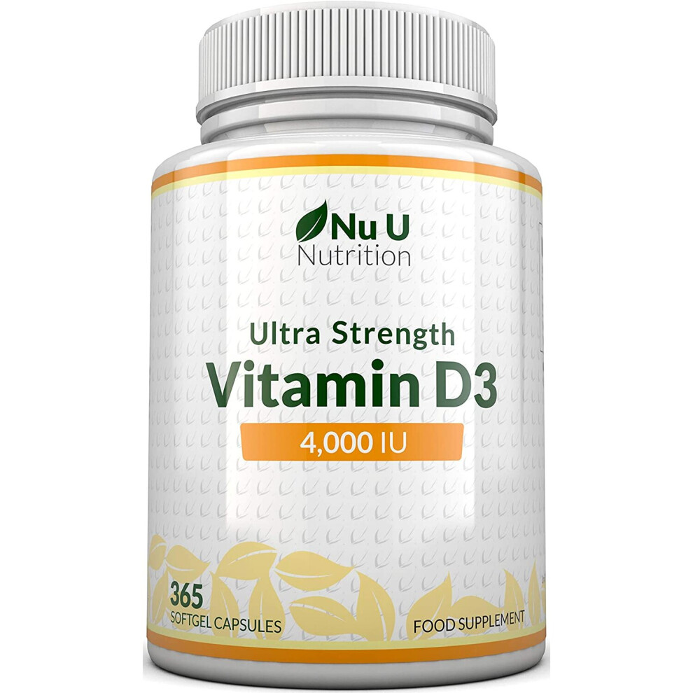 Vitamin D 4000 IU, 365 Softgel Capsules NOT Tablets, Full Year Supply