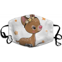 Xmas Face Mask Washable & Reusable - White with Baby Reindeer