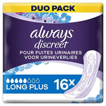 Always Discreet Long Plus Sanitary Towels for Incontinence and Bladder Control, x16