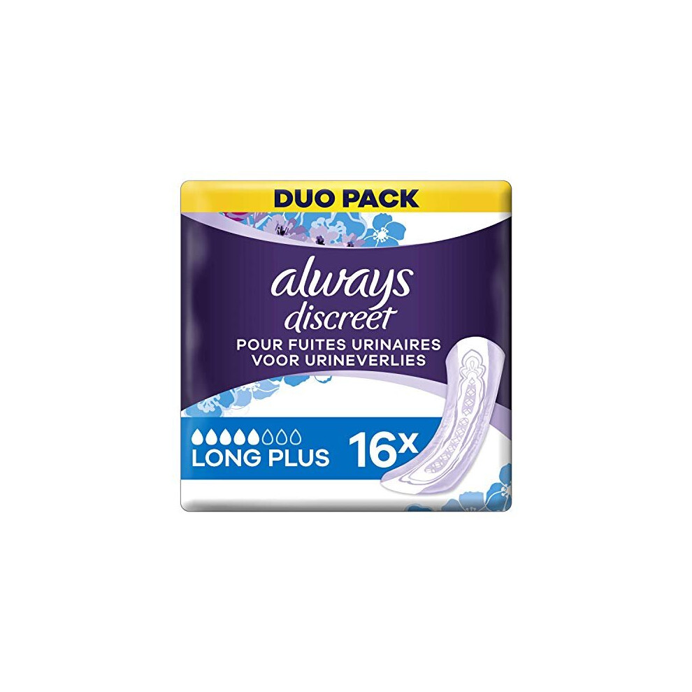 Always Discreet Long Plus Sanitary Towels for Incontinence and Bladder Control, x16