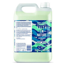 Faith in Nature Natural Fragrance Free Body Wash, Sensitive Vegan and Cruelty Free, Parabens and SLS Free, 5L Refill Pack,5000011011501