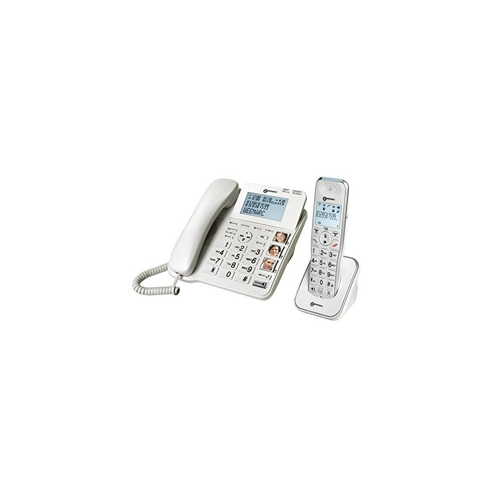 Geemarc AMPLIDECT COMBI 295- Amplified Double Corded and Cordless Telephone with Answering Machine and CALLER ID- White- UK Version