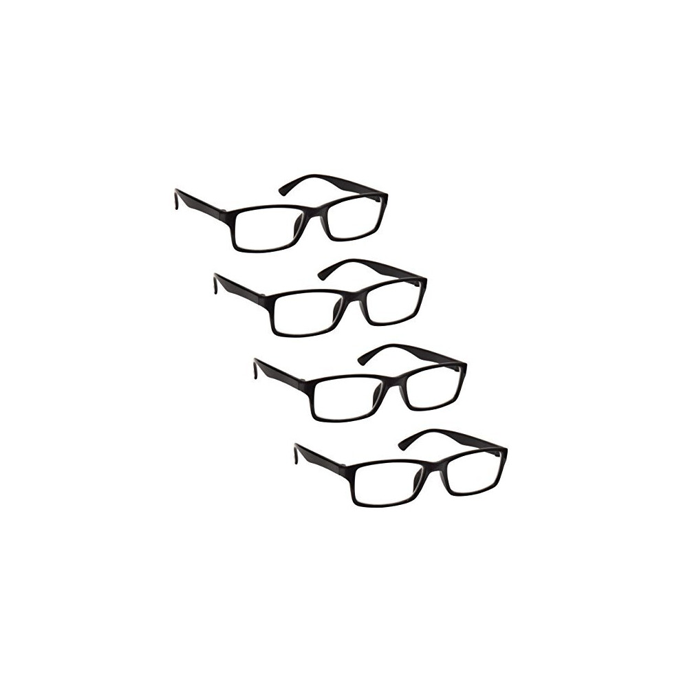The Reading Glasses Company Black Readers Value 4 Pack Designer Style Mens Womens Rrrr92-1 +2.00
