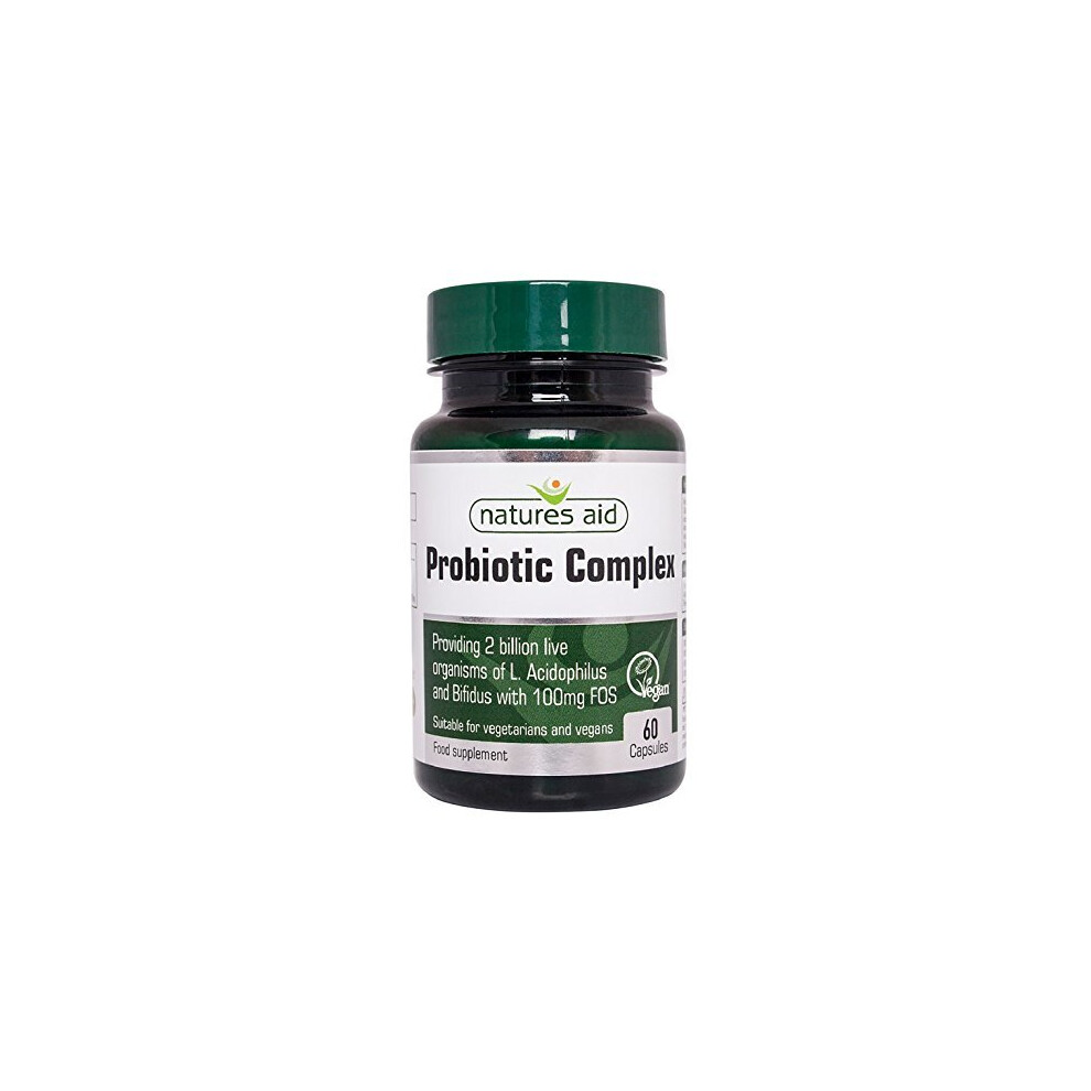 Natures Aid Probiotic Complex (L.Acidophilus and Bifidus, with FOS), Vegan, 60 Capsules