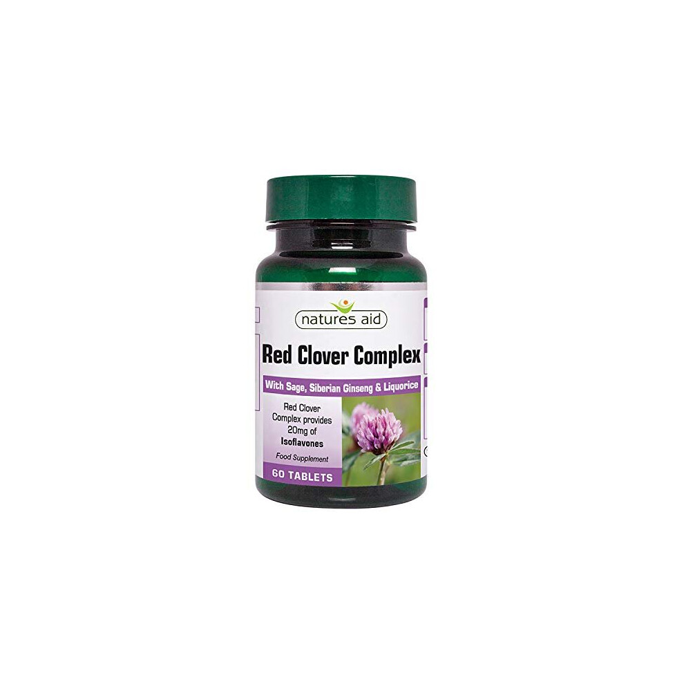 Natures Aid Red Clover Complex, Isoflavones with Sage, Siberian Ginseng & Liquorice, Vegan, 60 Tablets