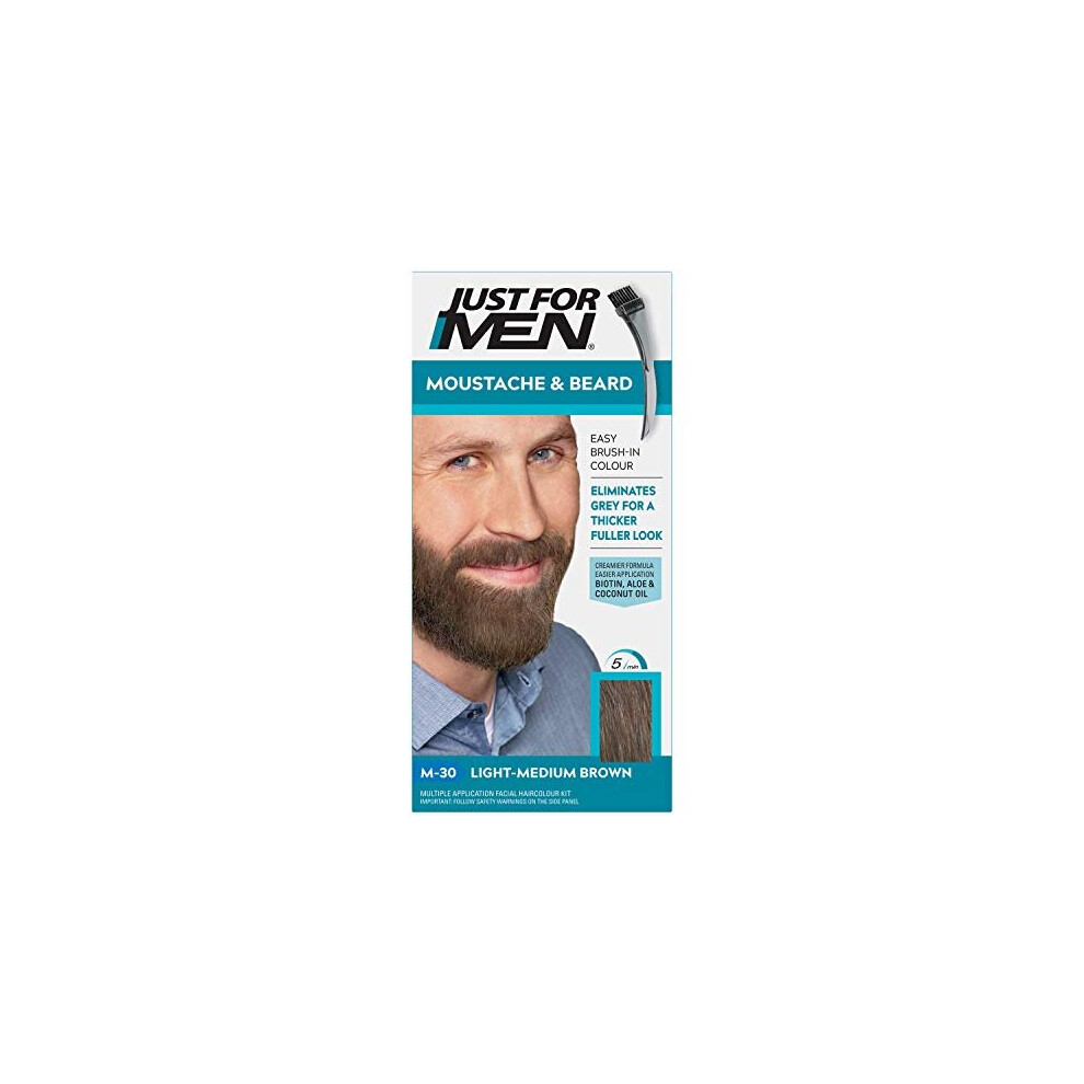 Just for Men Moustache & Beard Dye, Men's Facial Hair Colour, M30 Ã¢ÃÃ Light Medium Brown