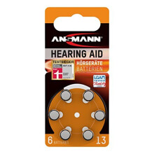 Ansmann Hearing Aid Batteries [Pack of 6] Size 13 Orange Zinc Air Hearing-Aid Suitable for Hearing Aids, Sound Amplifier - 1.45V Mercury Free