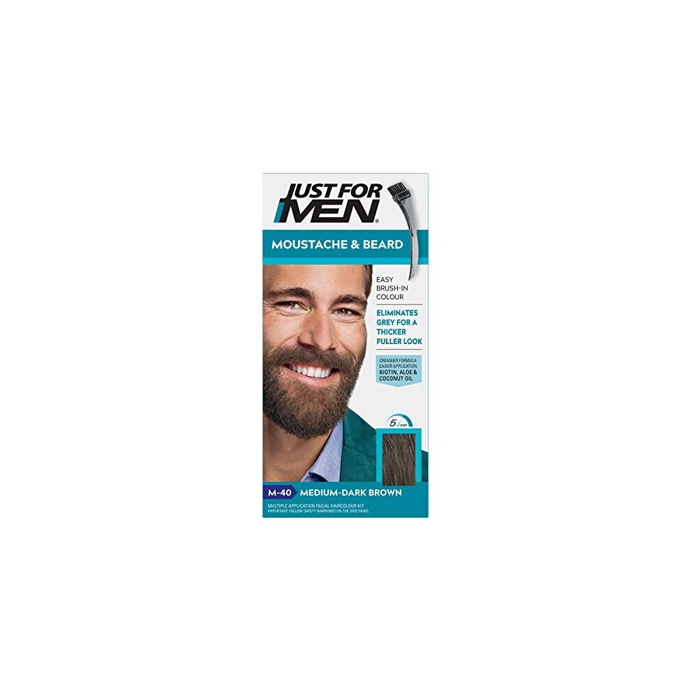 Just for Men Moustache & Beard Dye, Men's Facial Hair Colour, M40 Ã¢ÃÃÃÃ¢Â Medium Dark Brown