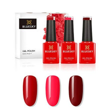 Bluesky Gel Nail Polish Set, Reds, 3 x 5 ml, Gift Set (Requires Curing Under UV/LED Lamp)