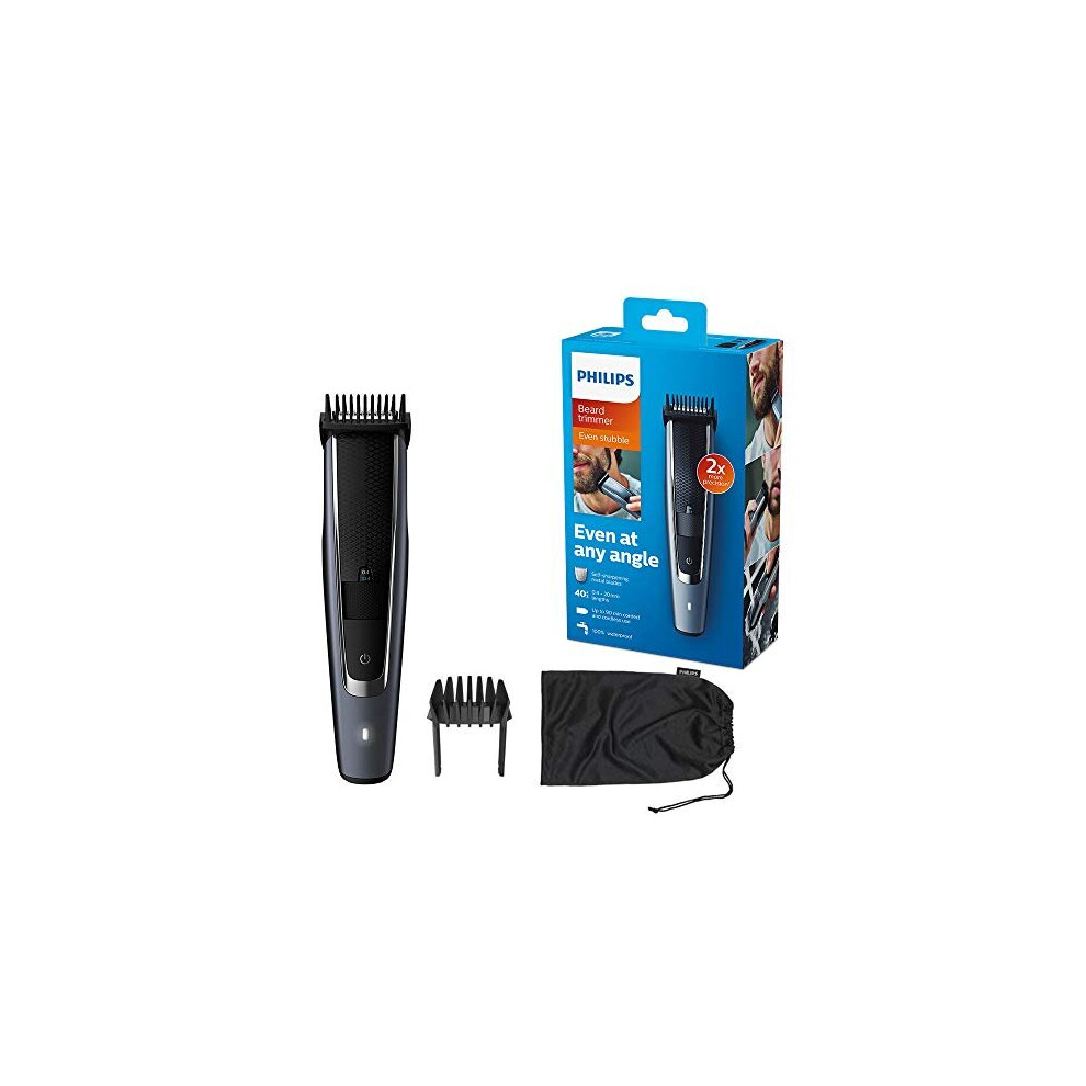 Philips Series 5000 Beard and Stubble Trimmer/Hair Clipper (0.4 mm - 20 mm) with Self-Sharpening Metal Blades - BT5502/13