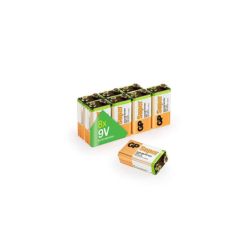 Gp Batteries Super Alkaline 9V | Superb Operating Time | Battery Can Be Used Across All Devices (Box Of 8) 4891199167942