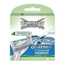 Wilkinson Sword Quattro Titanium Sensitive Refill Razor Blade Cartridges - Pack of 8 Cartridges