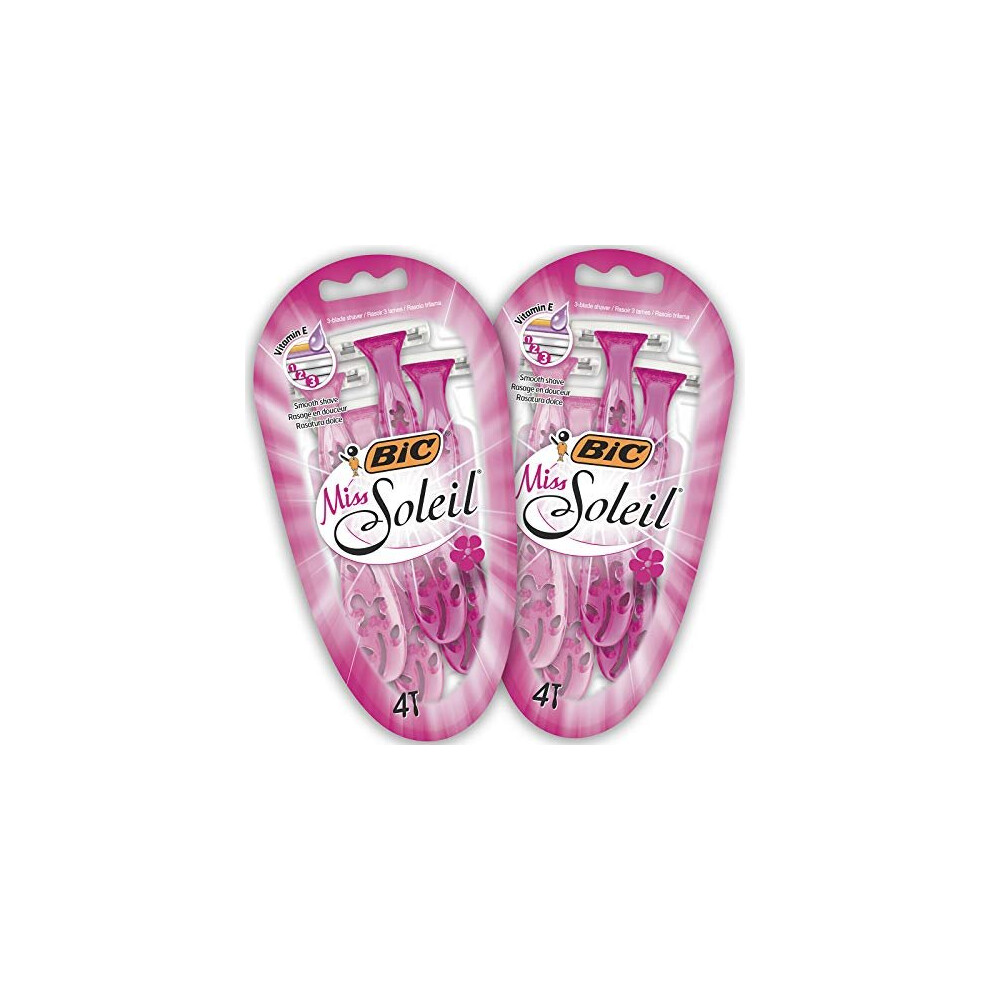 BIC Miss Soleil Women's Disposable Razors - Bundle of 2 Packs of 4