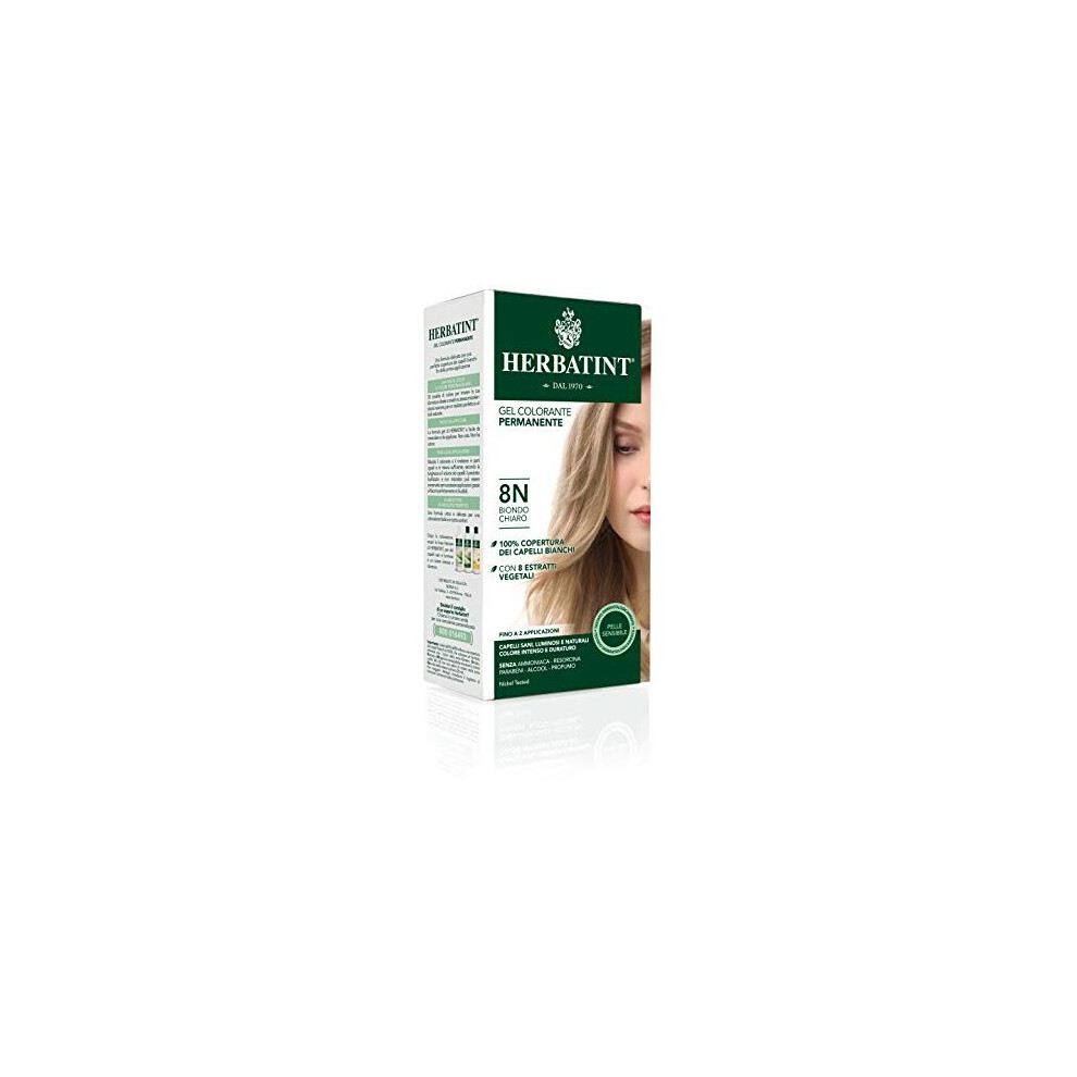 Herbatint Light Permanent Herbal Hair Colour Gel, 8N Blonde, 150 Ml