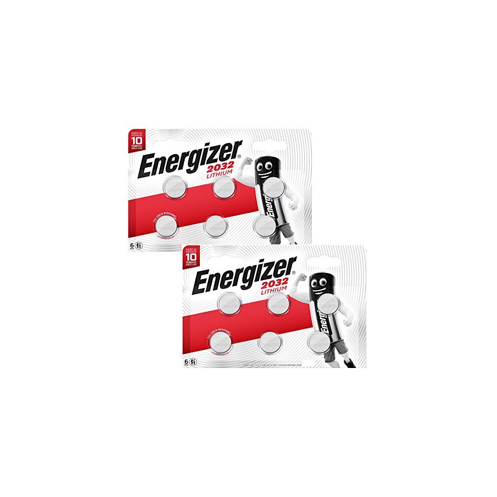 12 x Energizer CR2032 Lithium Coin Batteries 3V for Watches, Torches and Keys