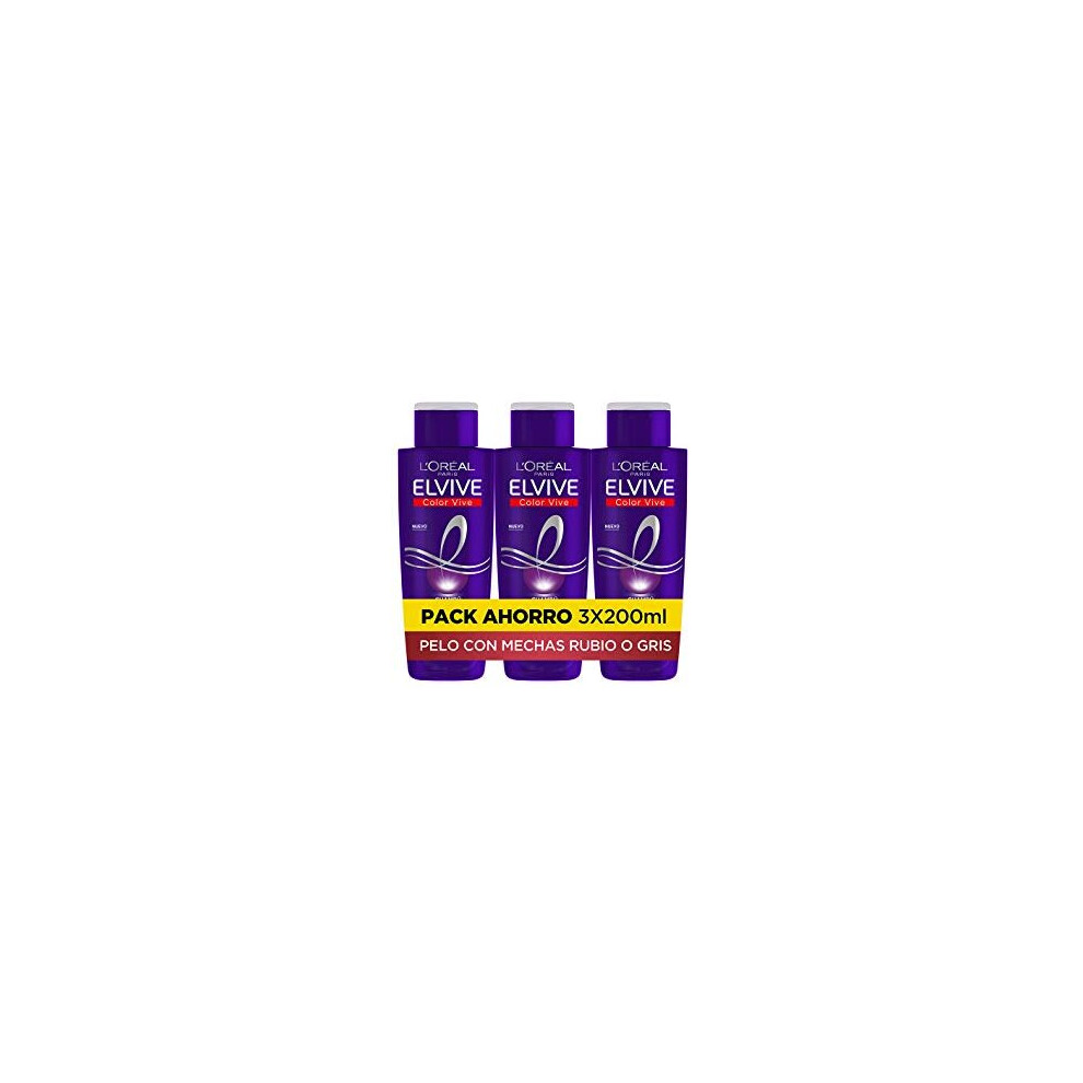 L'Oreal Paris Elvive Color-Vive Purple Shampoo, 3 x 200 ml