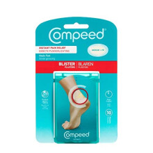 Compeed Medium Size Blister Plasters, 10 Hydrocolloid Plasters, Foot Treatment, Heal fast, Dimensions: 4.2 cm x 6.8 cm