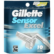 Maquinilla de afeitar Gillette Sensor Excel para hombre, paquete de 10 hojas de recambio